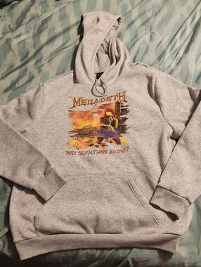 Megadeth Peace Sells Gray Graphic Hoodie Men's Size Large